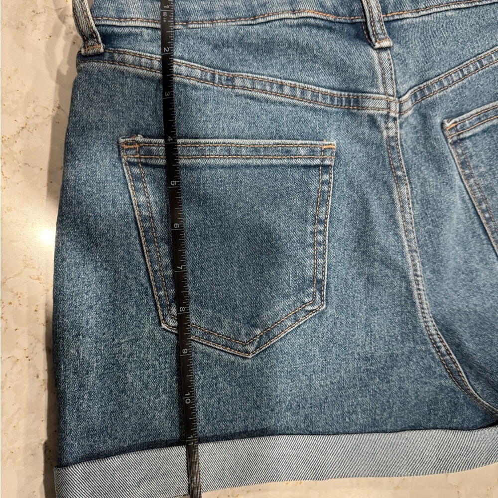 No Boundaries High Waist‎ Denim Cuffed Hem Shorts - Classic Blue NWT NEW - Picture 7 of 7